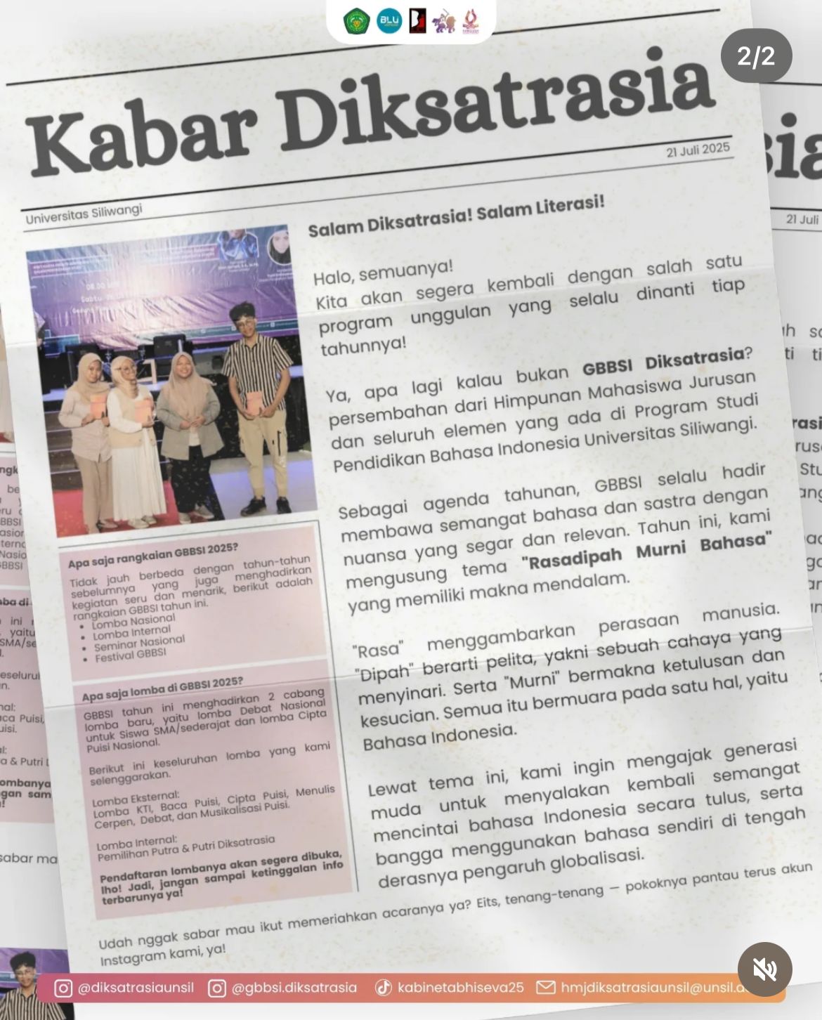 Gebyar Bulan Bahasa dan Sastra Indonesia 2025: Wujud Semangat Linguistik dan Literasi Digital di Era Global.